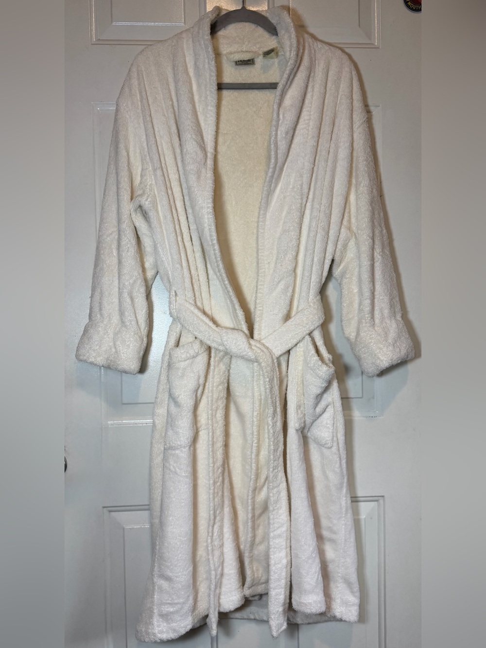 L.L. Bean 100% Cotton White Woven Terry Cloth Bath Robe Women Unisex Size Medium